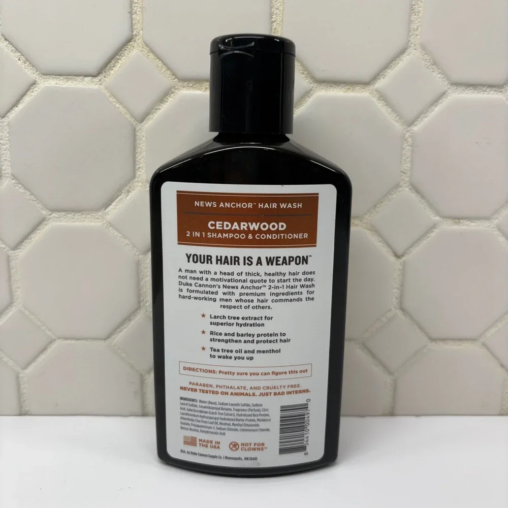Duke Cannon News Anchor Hair Wash Mens 10oz Cedarwood 2-in-1 Shampoo Conditioner